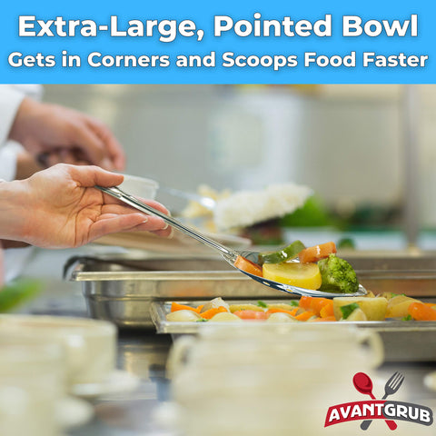Avant Grub deep-bowl spoon reaches pot corners for quick serving.