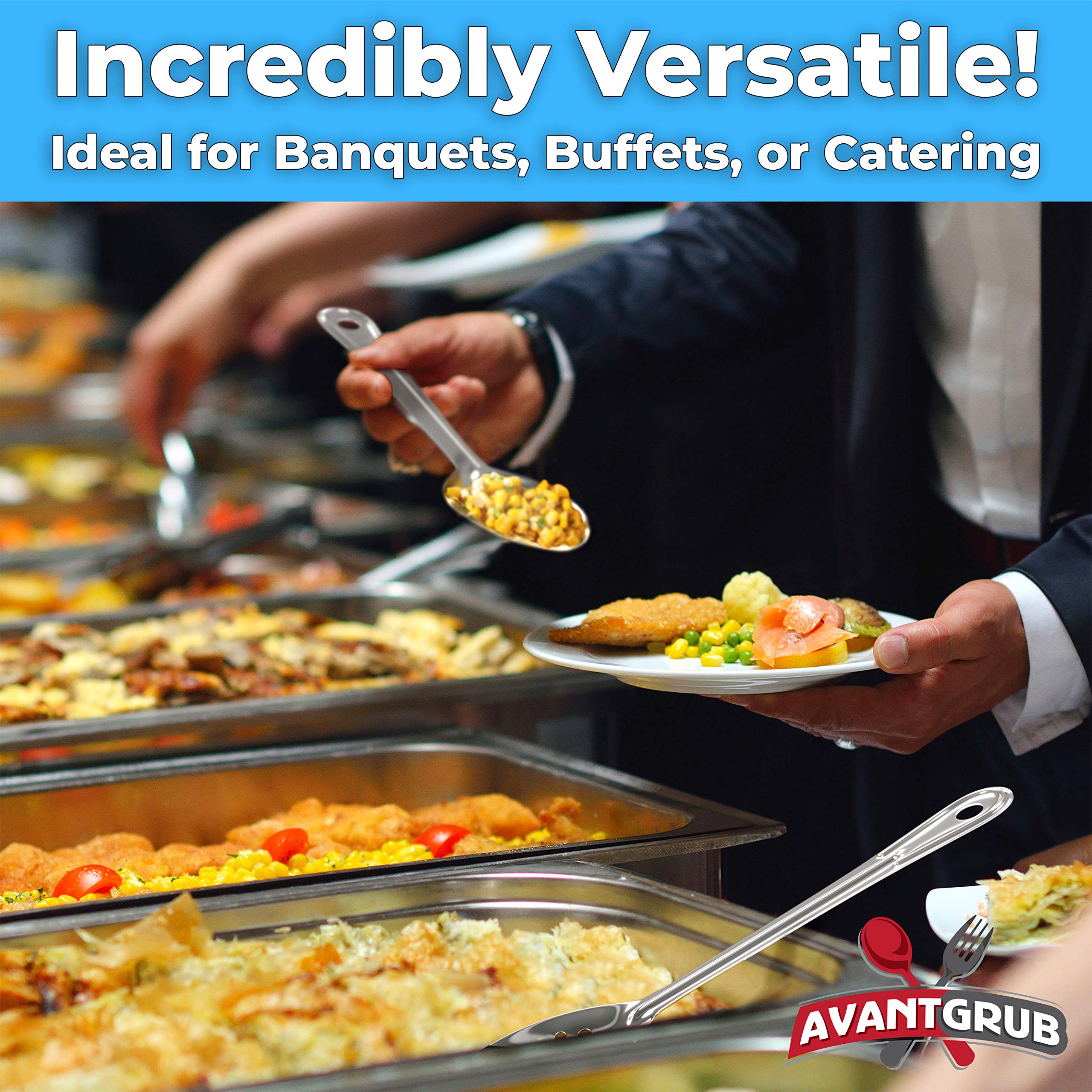 Avant Grub kitchen-to-table spoon suits buffet lines and family-style dining.