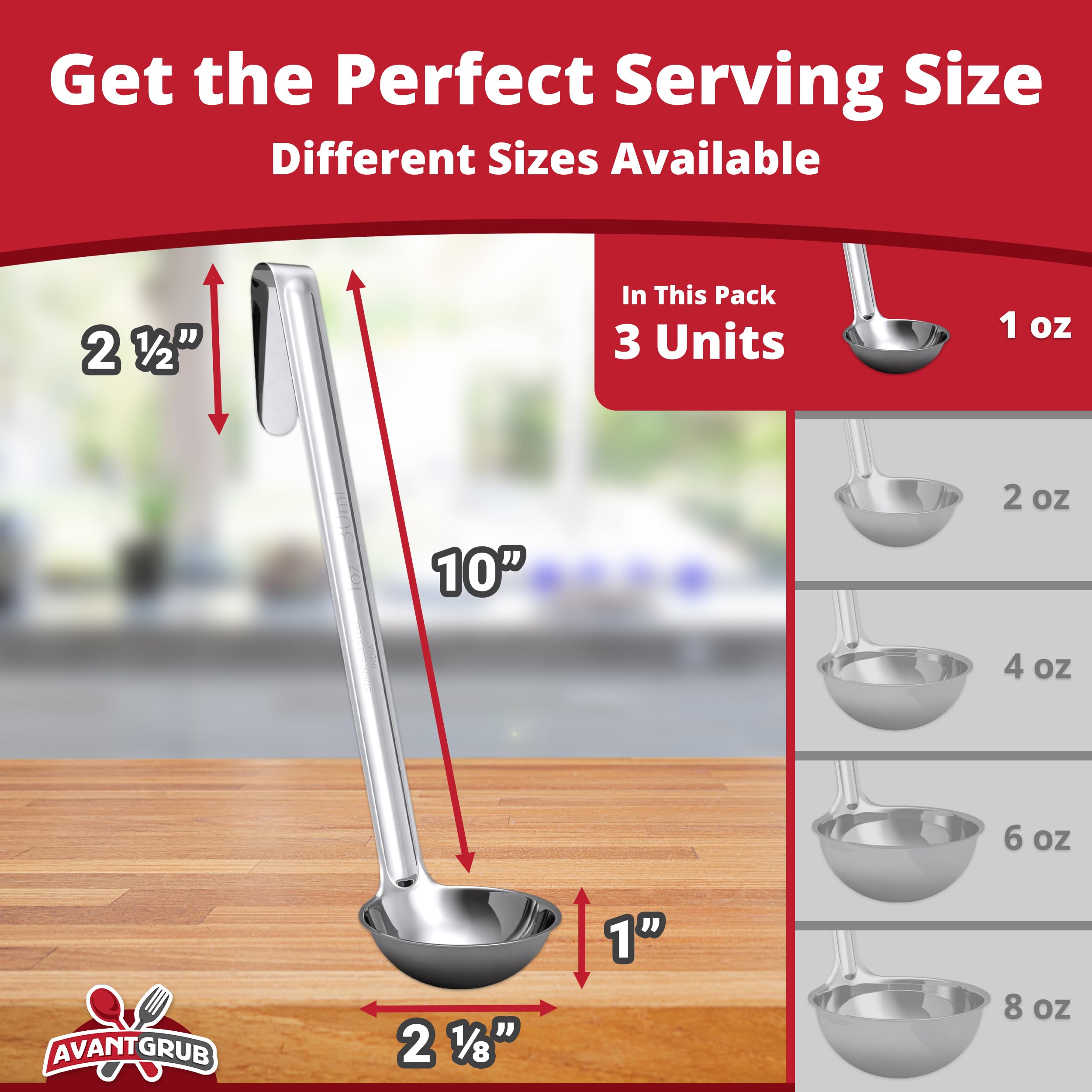 Avant Grub long-handle stainless ladle suited for deep pots