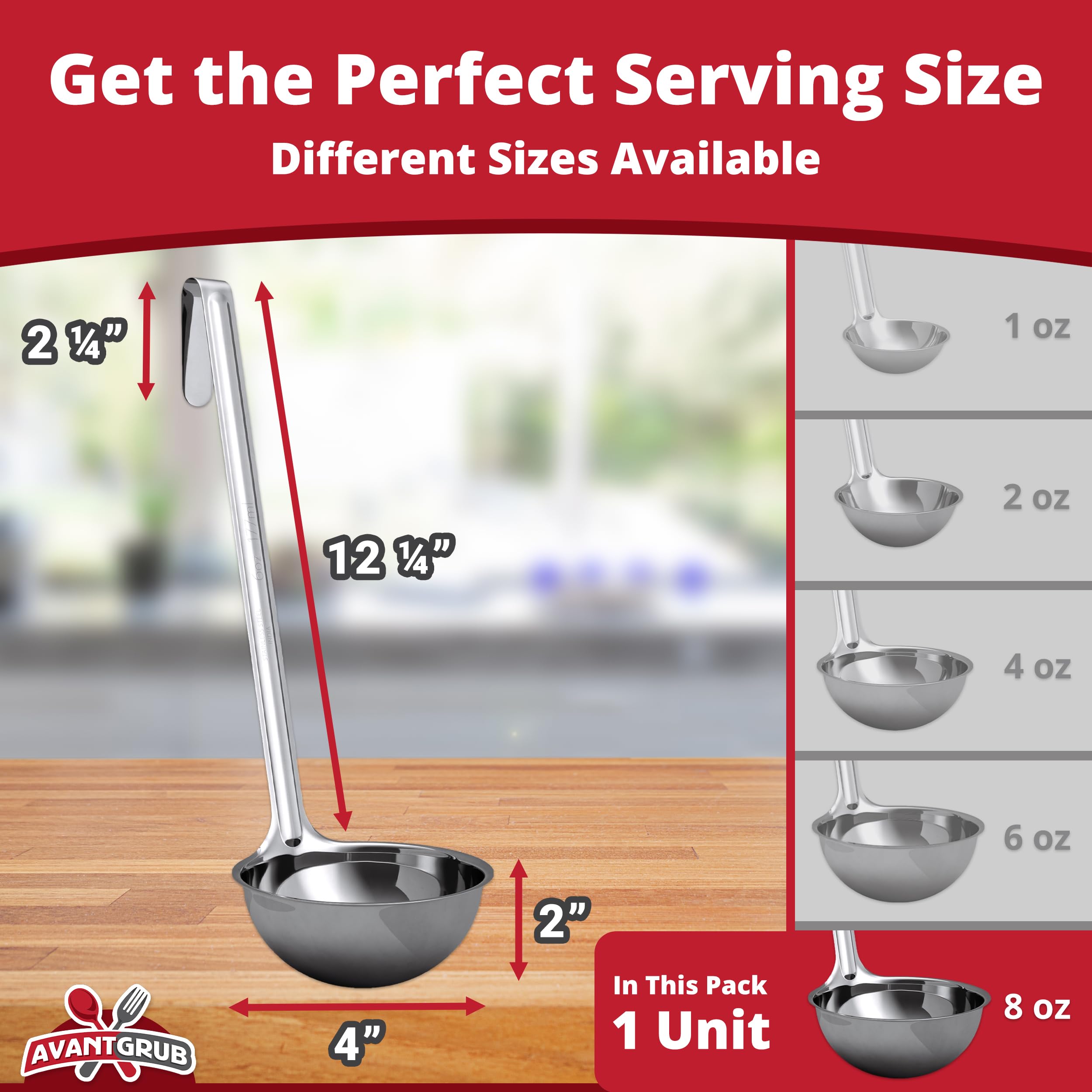 Avant Grub stainless steel disher for quick, consistent portioning in busy kitchens.