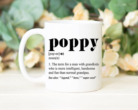 Averaze Poppy Definition Mug back view, durable ceramic for hot beverages.