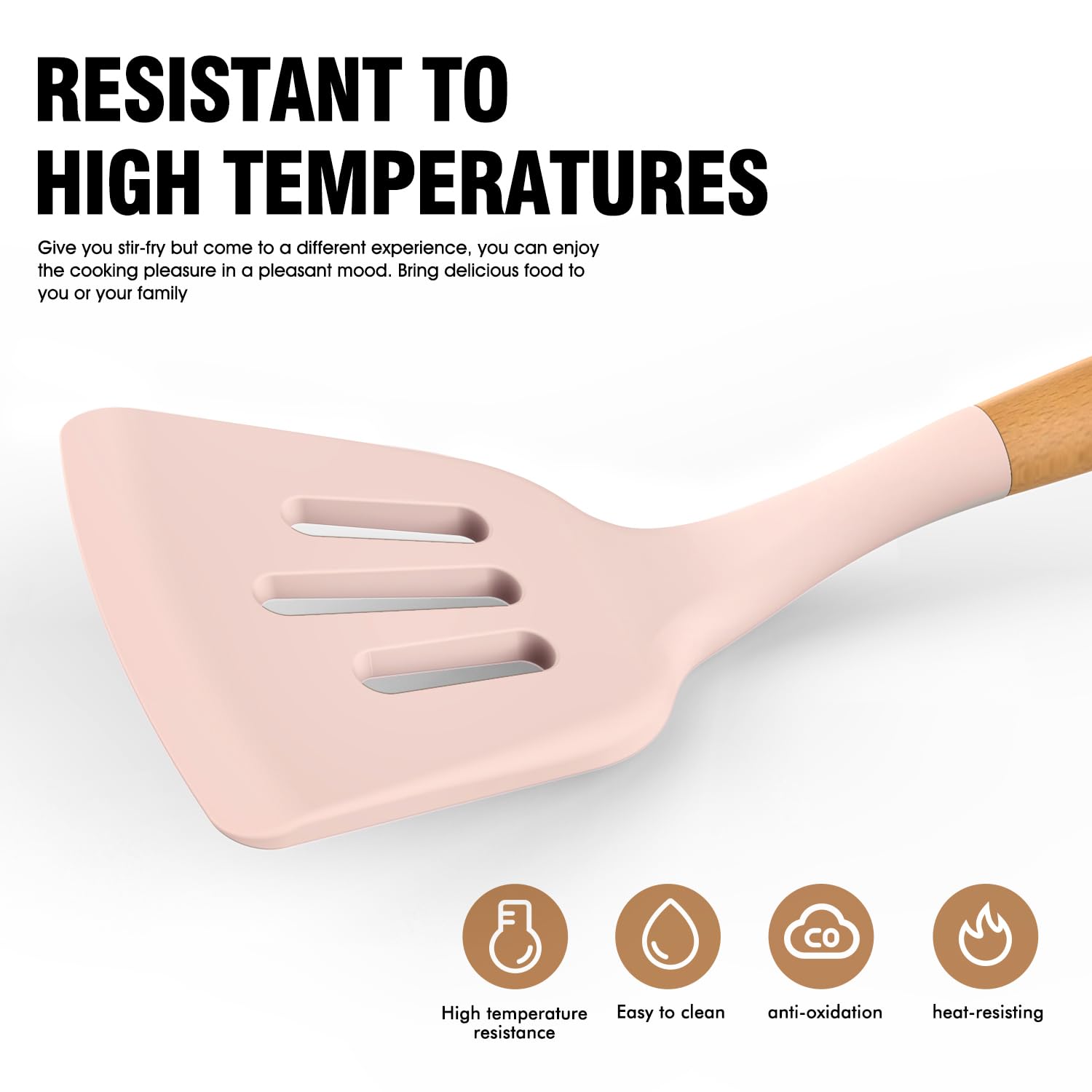 AVGPD heat resistant silicone spatulas handle high heat cooking safely.