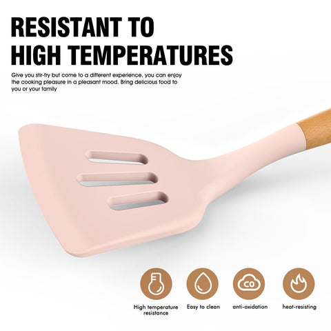AVGPD heat resistant silicone spatulas handle high heat cooking safely.
