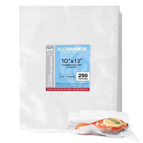 Avid Armor chamber vacuum bag 10x13 front shot for heavy-duty storage.