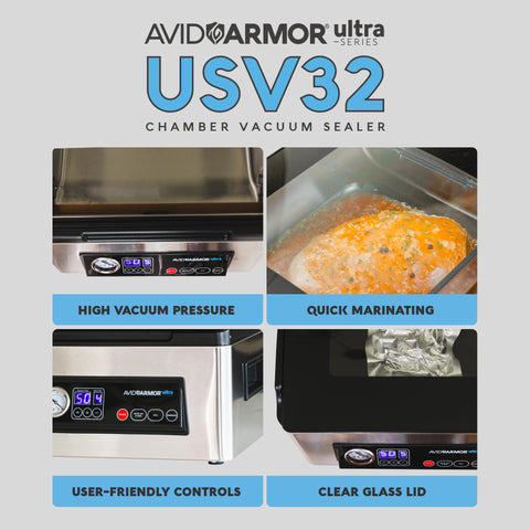 Avid Armor USV32 marination in chamber enhances flavor infusion safely.