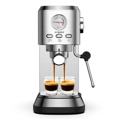 Avigator espresso machine cleaning reminders aid ongoing maintenance.