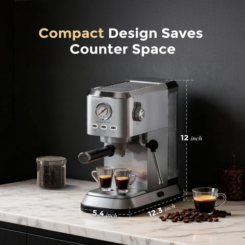Avigator espresso machine for dorm or office, space-saving countertop companion.