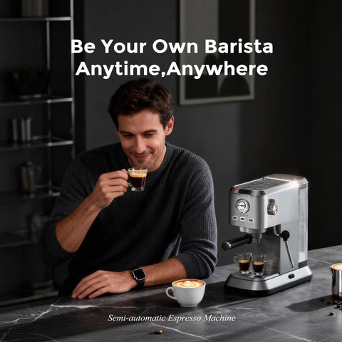 Avigator espresso machine fast heat system reduces wait between shots.