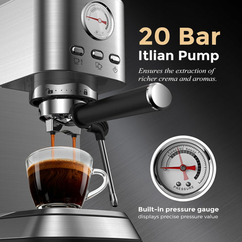 Avigator espresso machine water tank, 50 oz capacity for extended brewing.