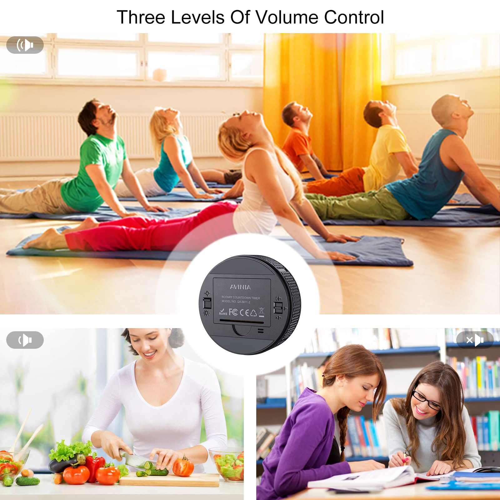 AVINIA timer's 90dB alarm provides audible reminders in busy spaces