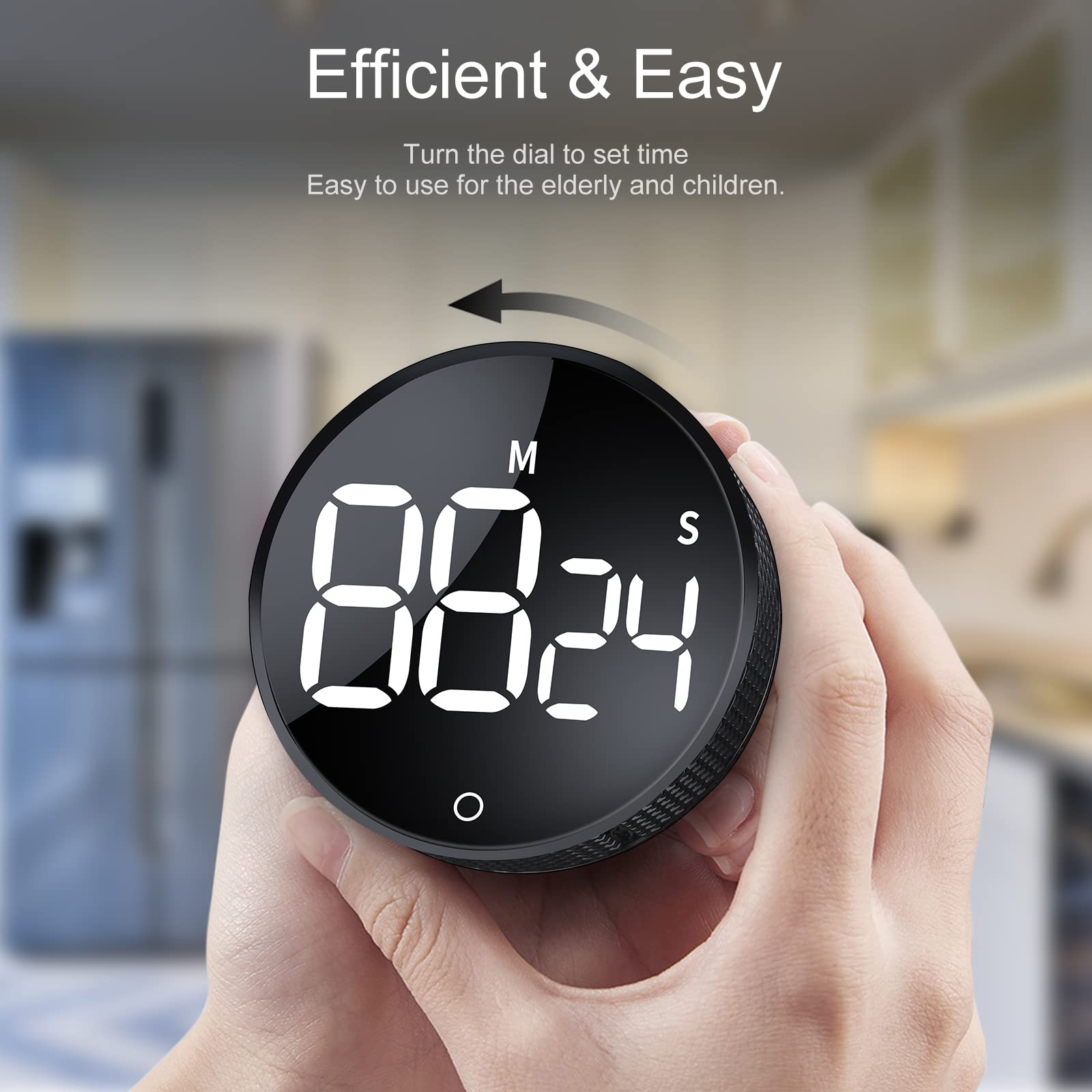 AVINIA timer with magnetic back clip sticks to metal surfaces for hands-free use