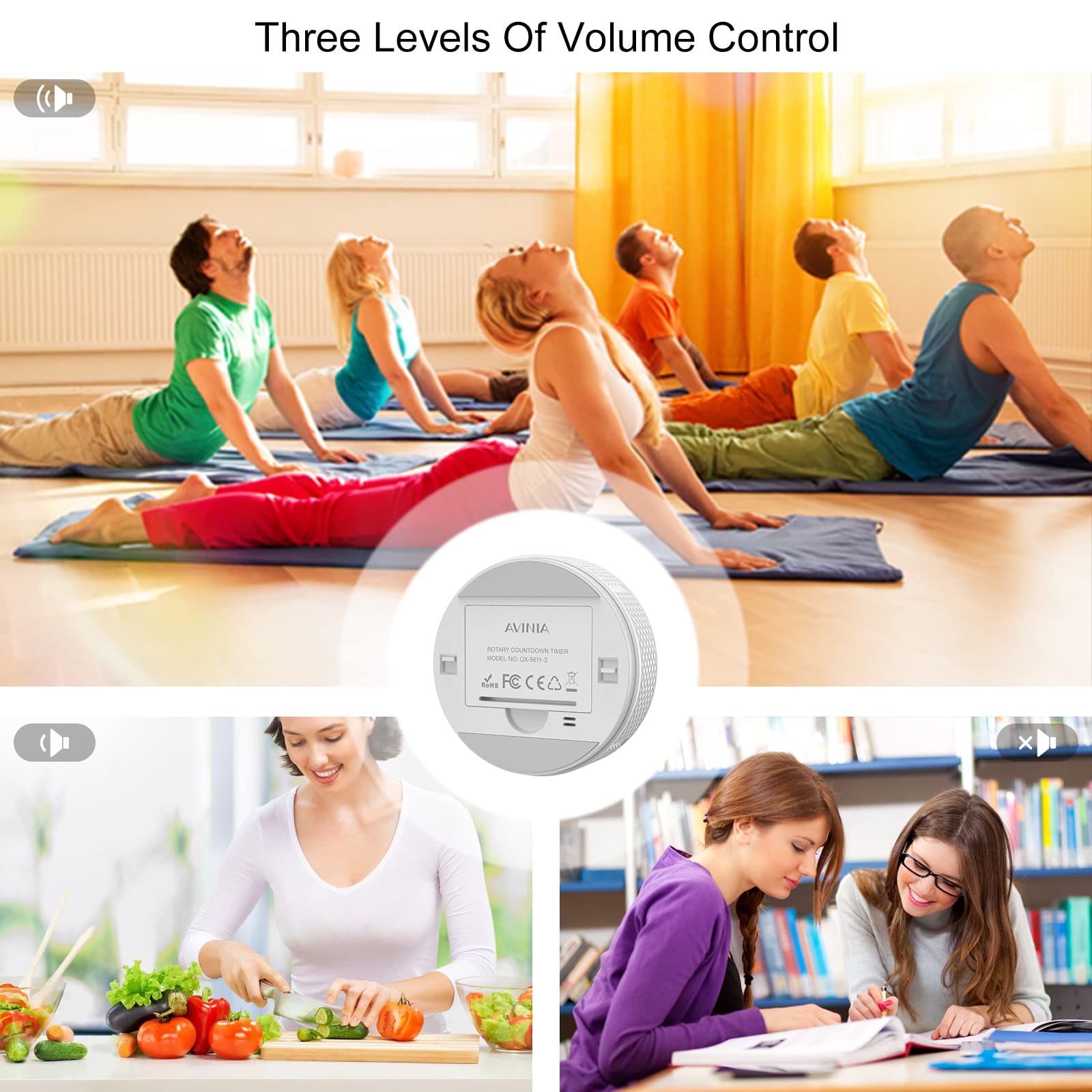 AVINIA timer 90 dB alarm for clear reminders in busy spaces