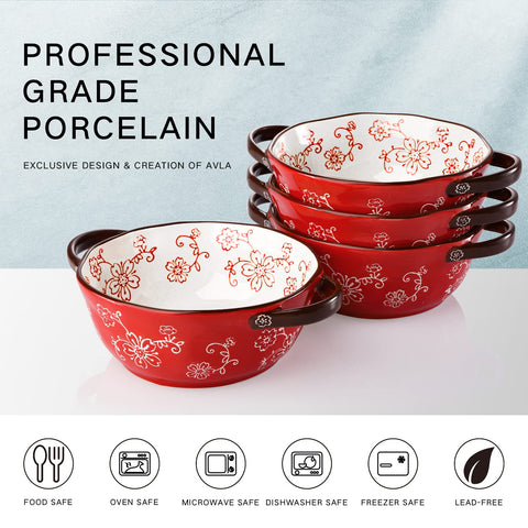 AVLA 22-ounce porcelain bowls offering generous meal capacity.