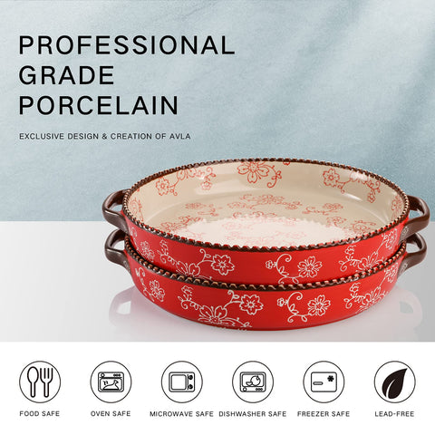 AVLA Sakura Red porcelain pan with glaze that resists stains and odors