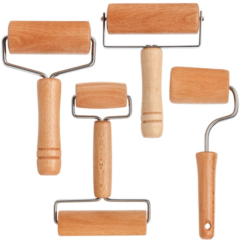 AVLA 4-pack wood pastry rollers evenly distribute dough