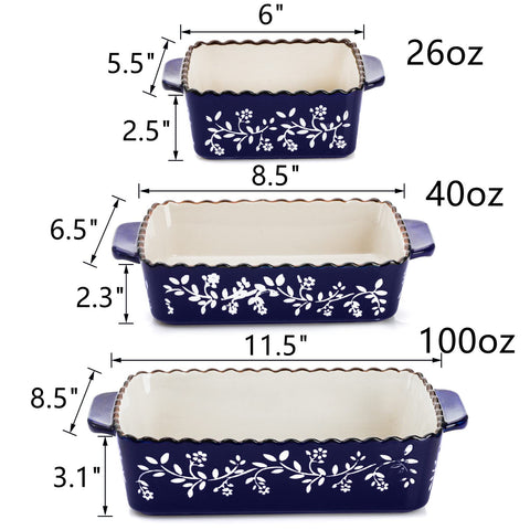 AVLA porcelain rectangular pans with double handles for easy oven-to-table serving.