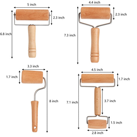 AVLA H-shaped wood rolling pin for versatile dough control