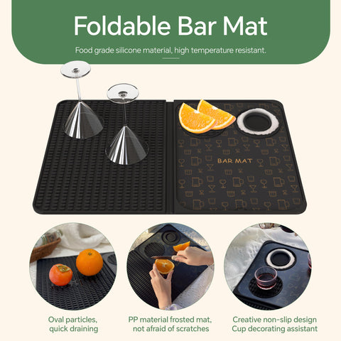 AVlovasd Bar Mat with Removable Cutting Board enables quick garnish prep.