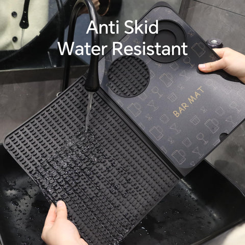 AVlovasd Bar Mat Folded Compact stores easily for small spaces and travel.