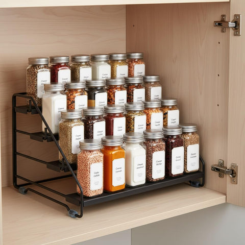 AVMDOM spice rack with non-slip pads keeps jars upright and secure