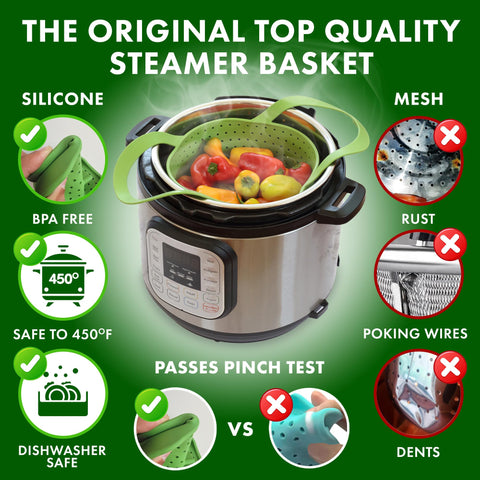 Avokado silicone steamer basket 8qt compatibility supports large batches.