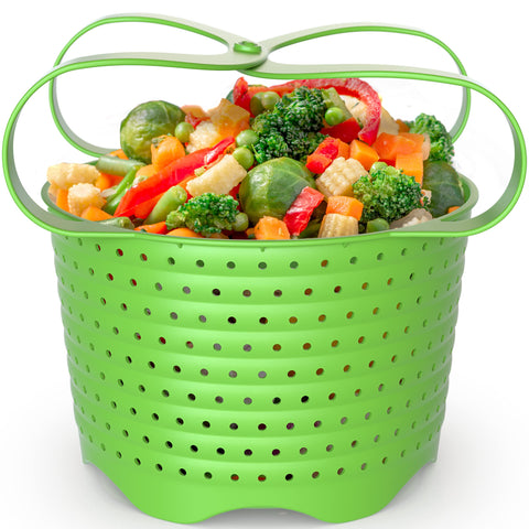 Avokado silicone steamer basket ideal for family meals and quick steaming.