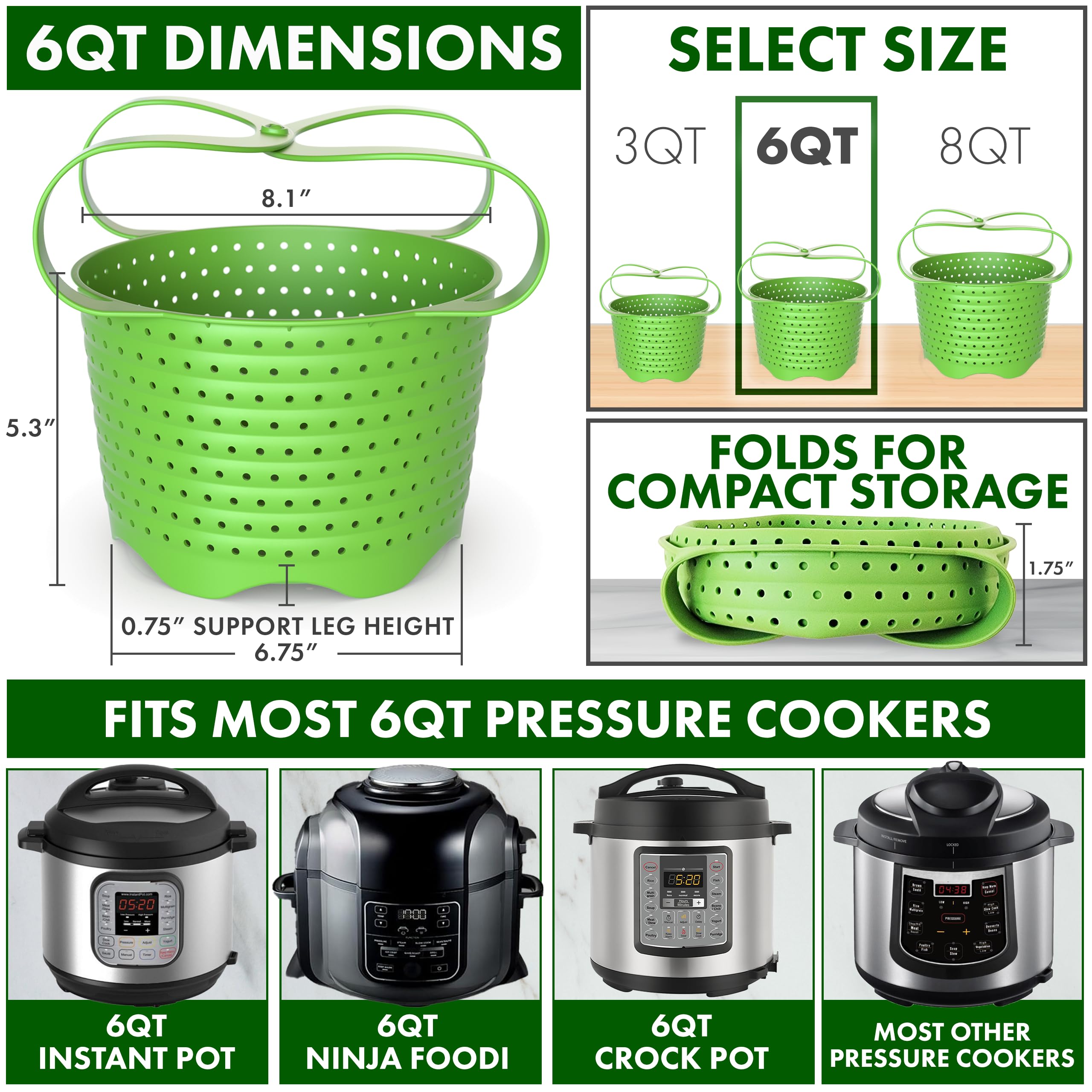 Avokado silicone steamer basket Ninja Foodi compatible for flexible meal prep.