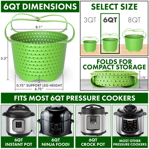 Avokado silicone steamer basket Ninja Foodi compatible for flexible meal prep.