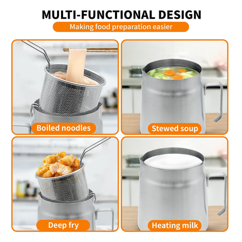 AVOWB.T.Q ergonomic handle makes lifting and pouring effortless after frying