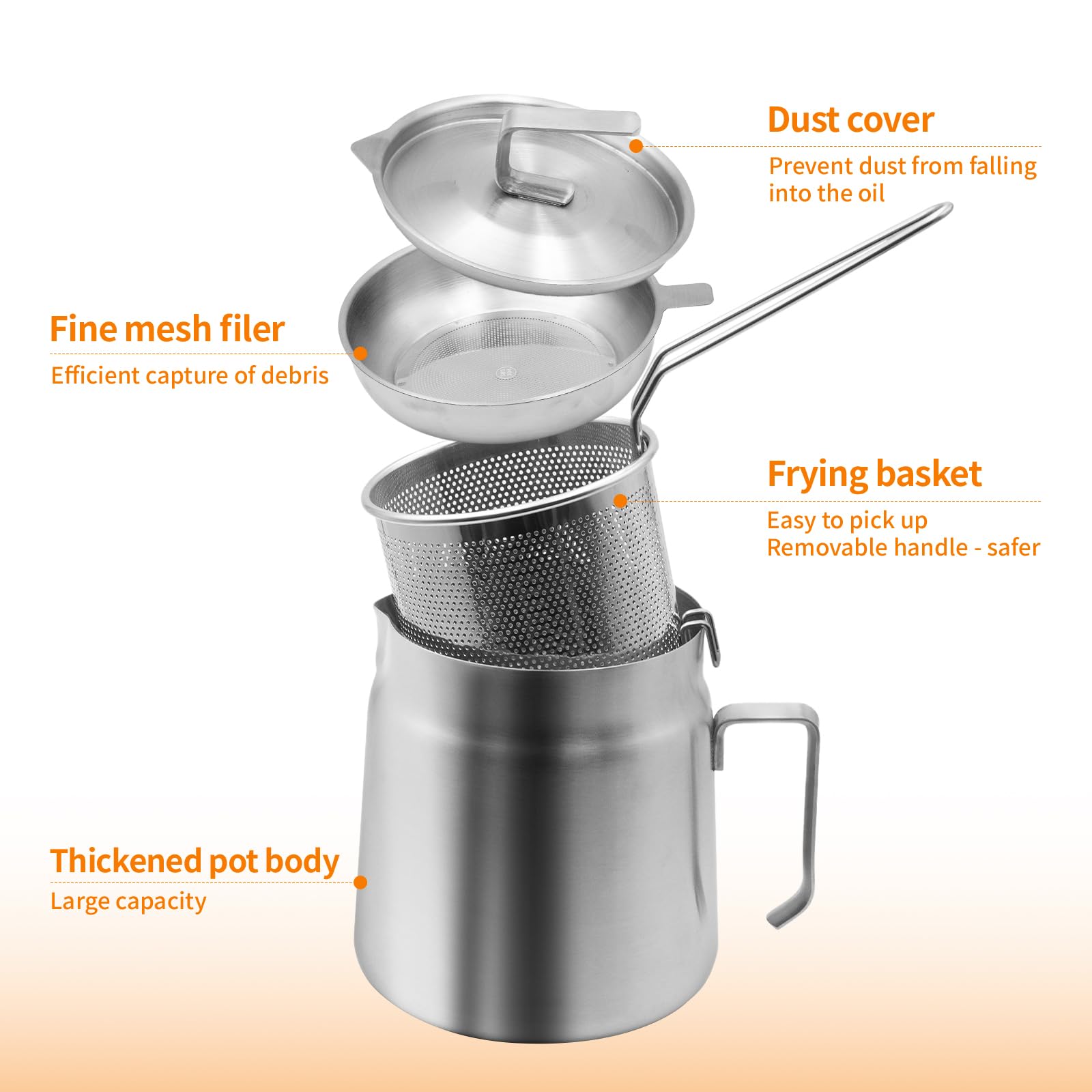 AVOWB.T.Q stainless steel construction emphasizes durability and easy cleaning for daily cooking