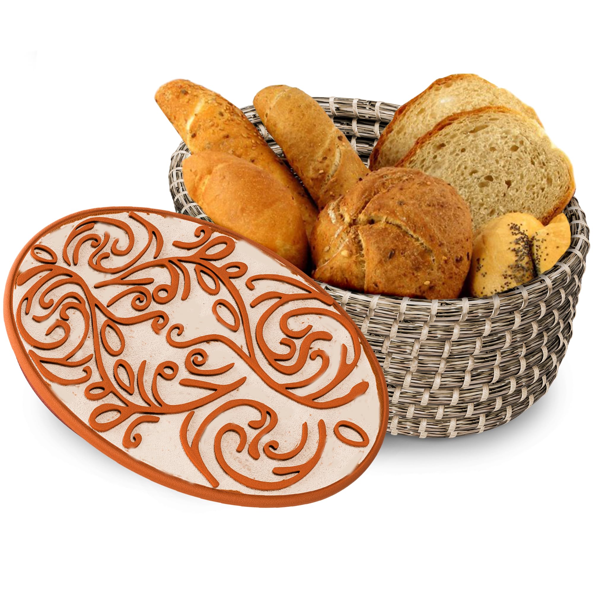 AVVNTR bread warming basket with stone keeps bread warm at table