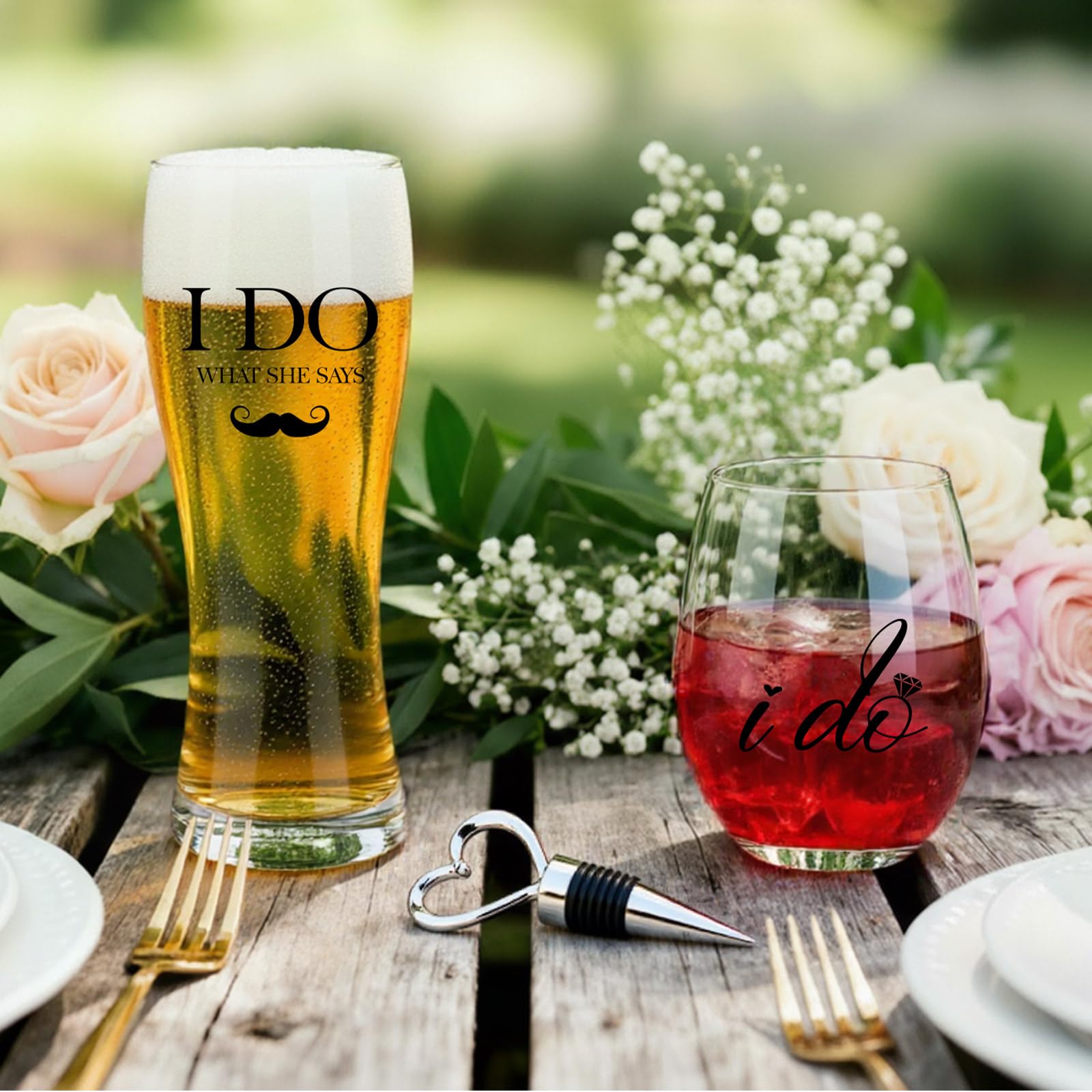 AW BRIDAL wine stopper included to preserve pours after toasts