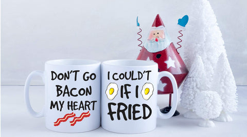 AW Fashions Don't Go Bacon My Heart mug pair back doubles as a cute gift detail