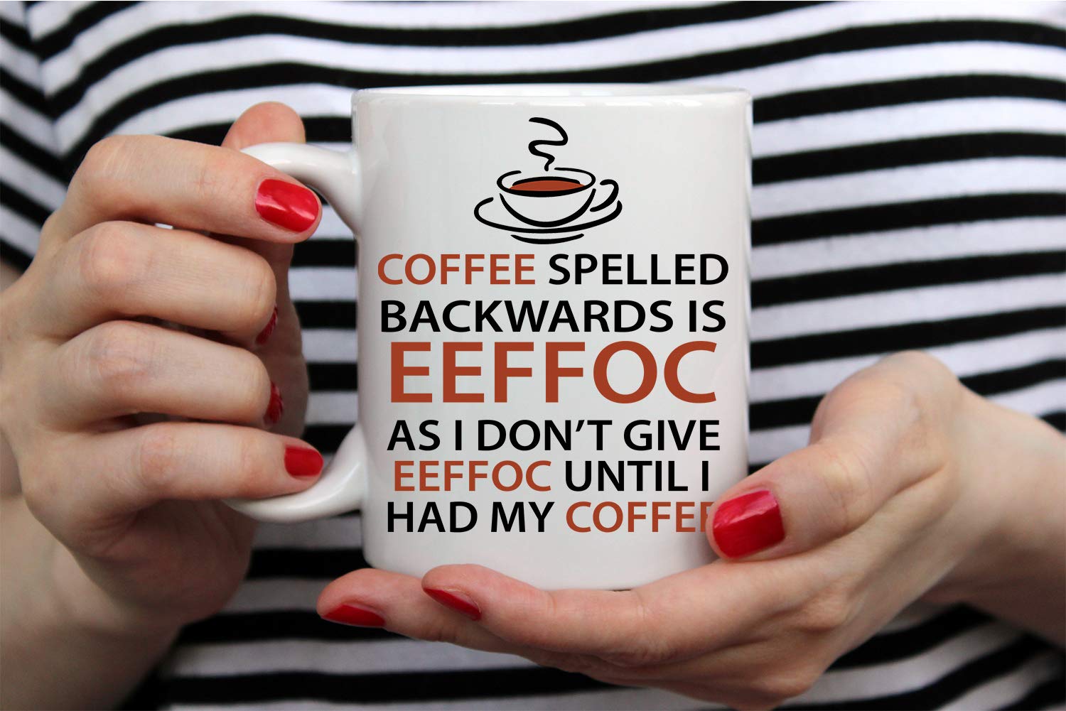 AW Fashions Eeffoc mug left-side view, ergonomic grip for daily use.