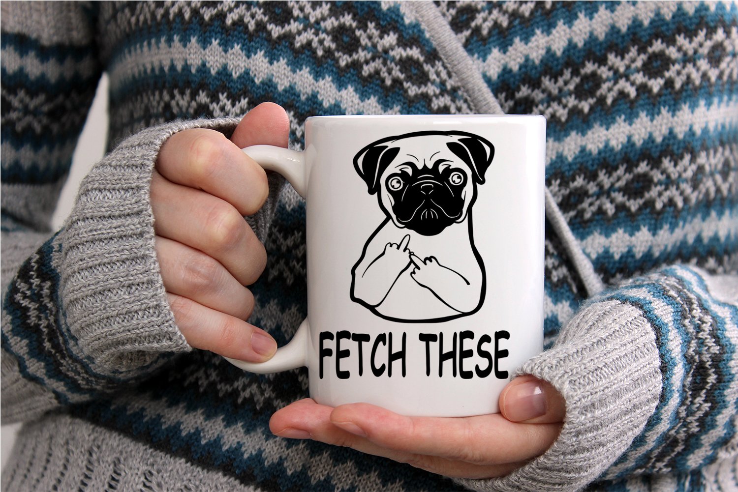 AW Fashions Fetch This Cute Dog Middle Finger mug microwave safe for quick reheats