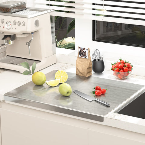 Awagas double-sided cutting board saves space and doubles prep options.