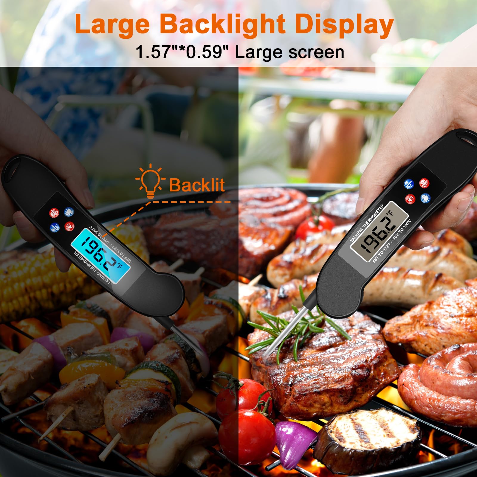 Awaiymi thermometer for grilling outdoors with a wide temperature range.