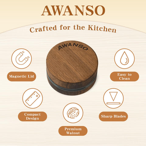 Awanso easy-clean grinder two-piece design for fast maintenance.
