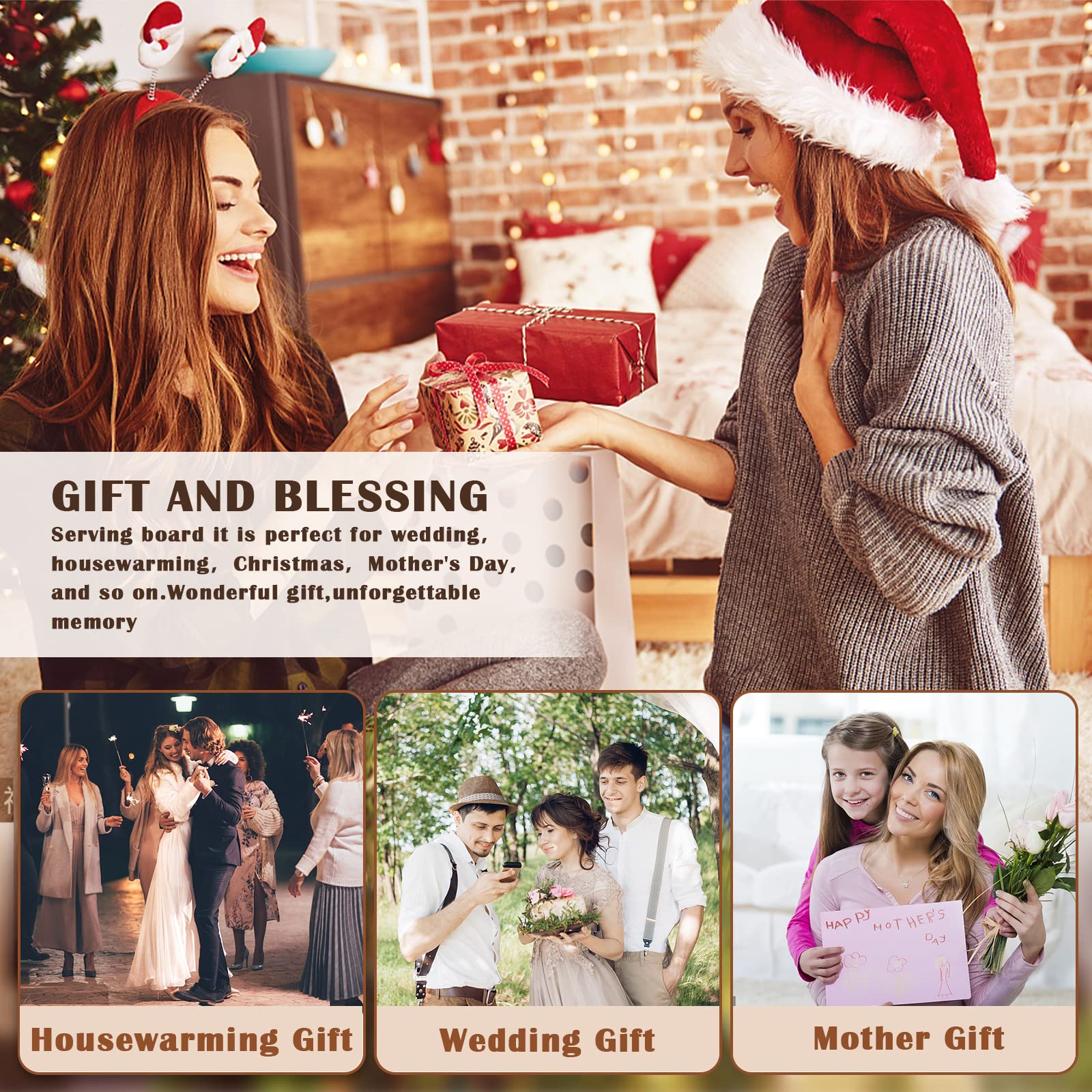 Aweyka charcuterie-ready board for cheese, bread, and fruit sharing.