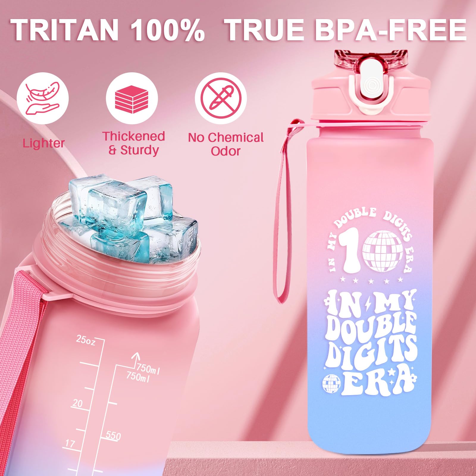 Awfrky IN MY DOUBLE DIGITS EAR bottle ideal for school and camp hydration.