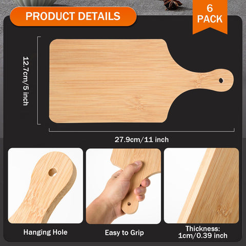 AWIZOM 11x5 inch bamboo board showing slim, sturdy 0.39 inch thickness.