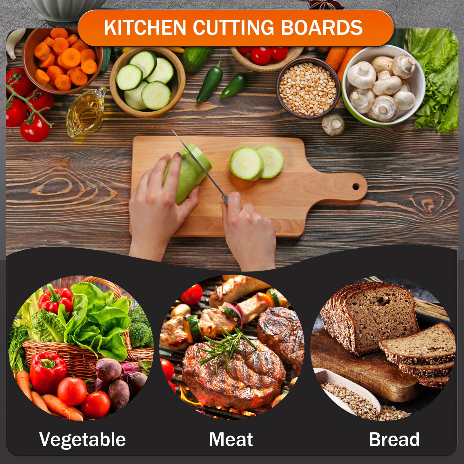AWIZOM 6-pack bamboo boards ideal for family meals and entertaining.