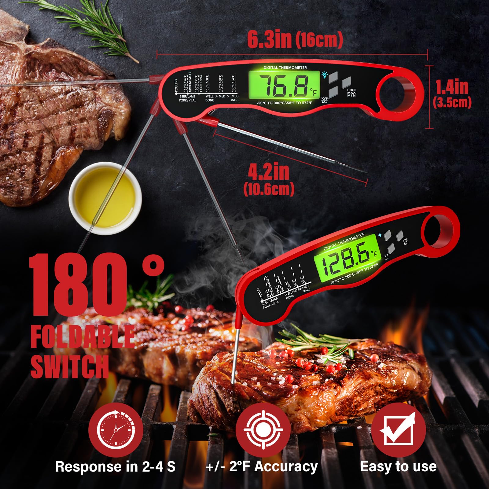 AWLKIM oven-safe dial thermometer with a 2.5-inch dial for oven monitoring.