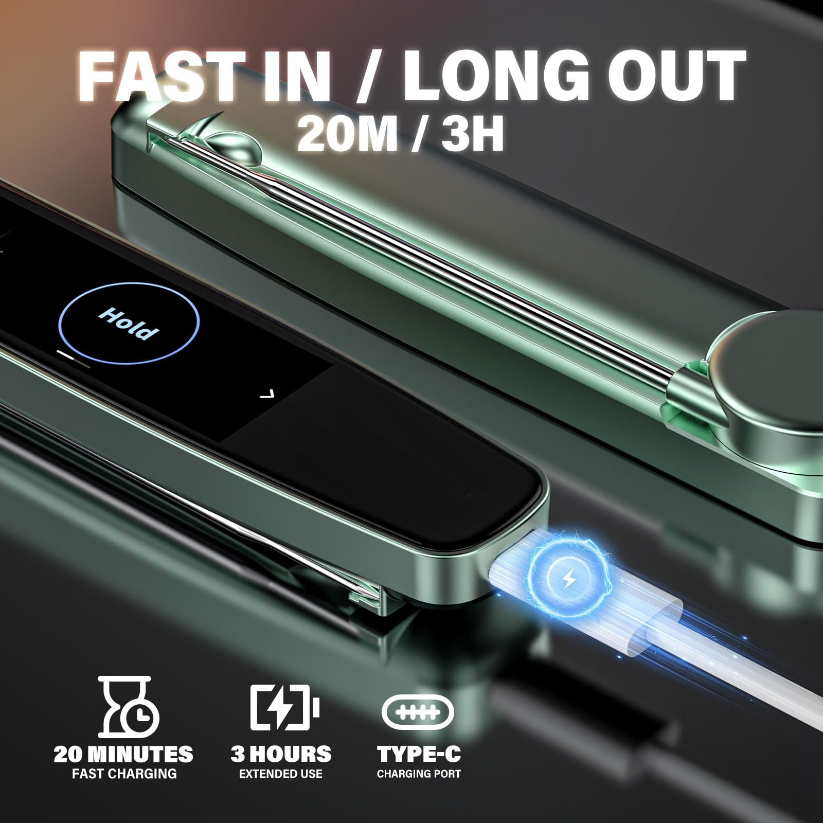 USB-C rechargeable AWLKIM thermometer with eco-friendly design