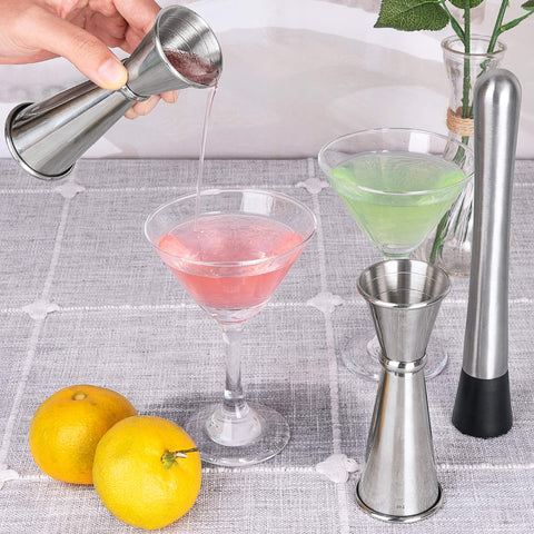 Awpeye jiggers feature precise 1 oz and 2 oz markings for recipes.