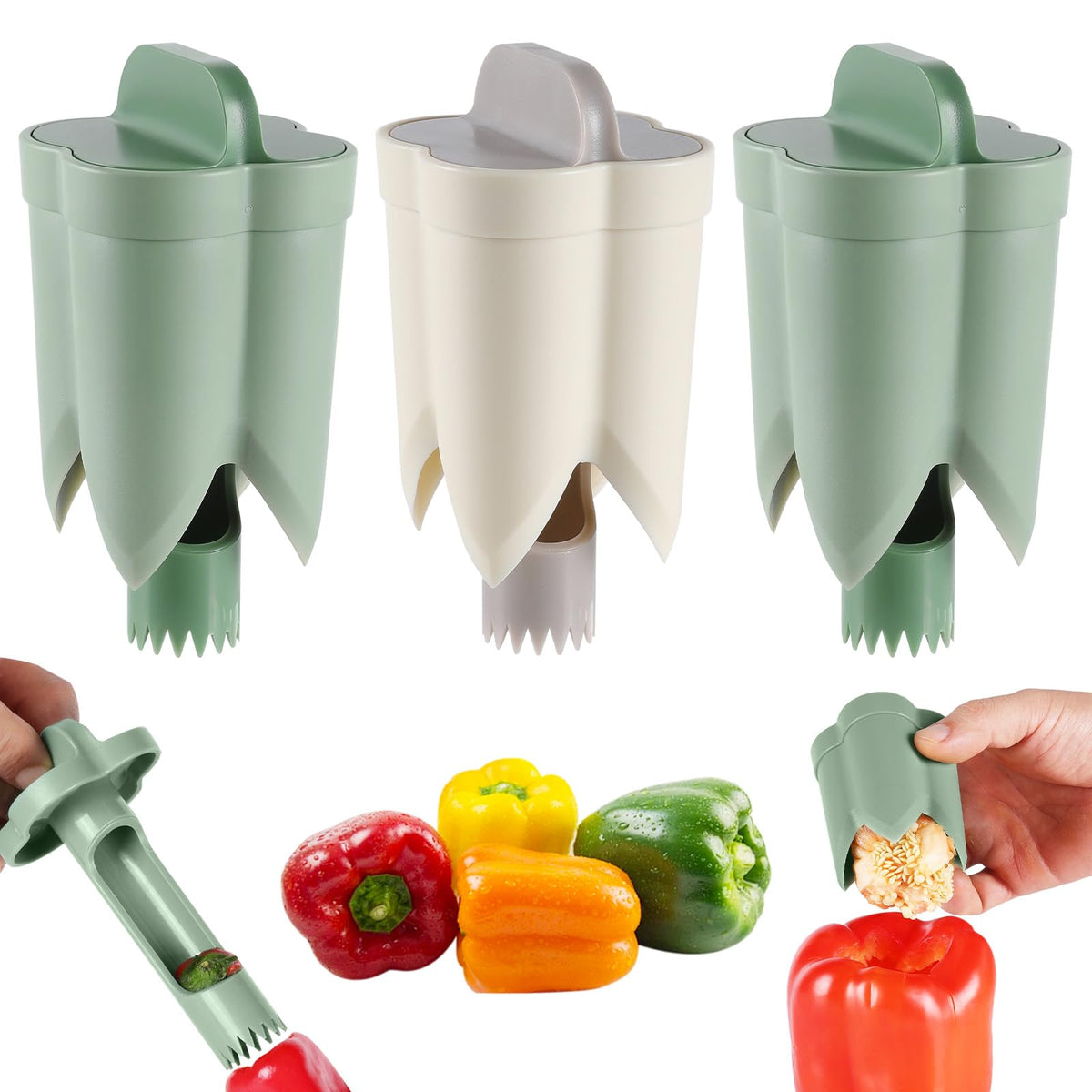 awrose 2-in-1 pepper corer long tip for fast seed removal from peppers