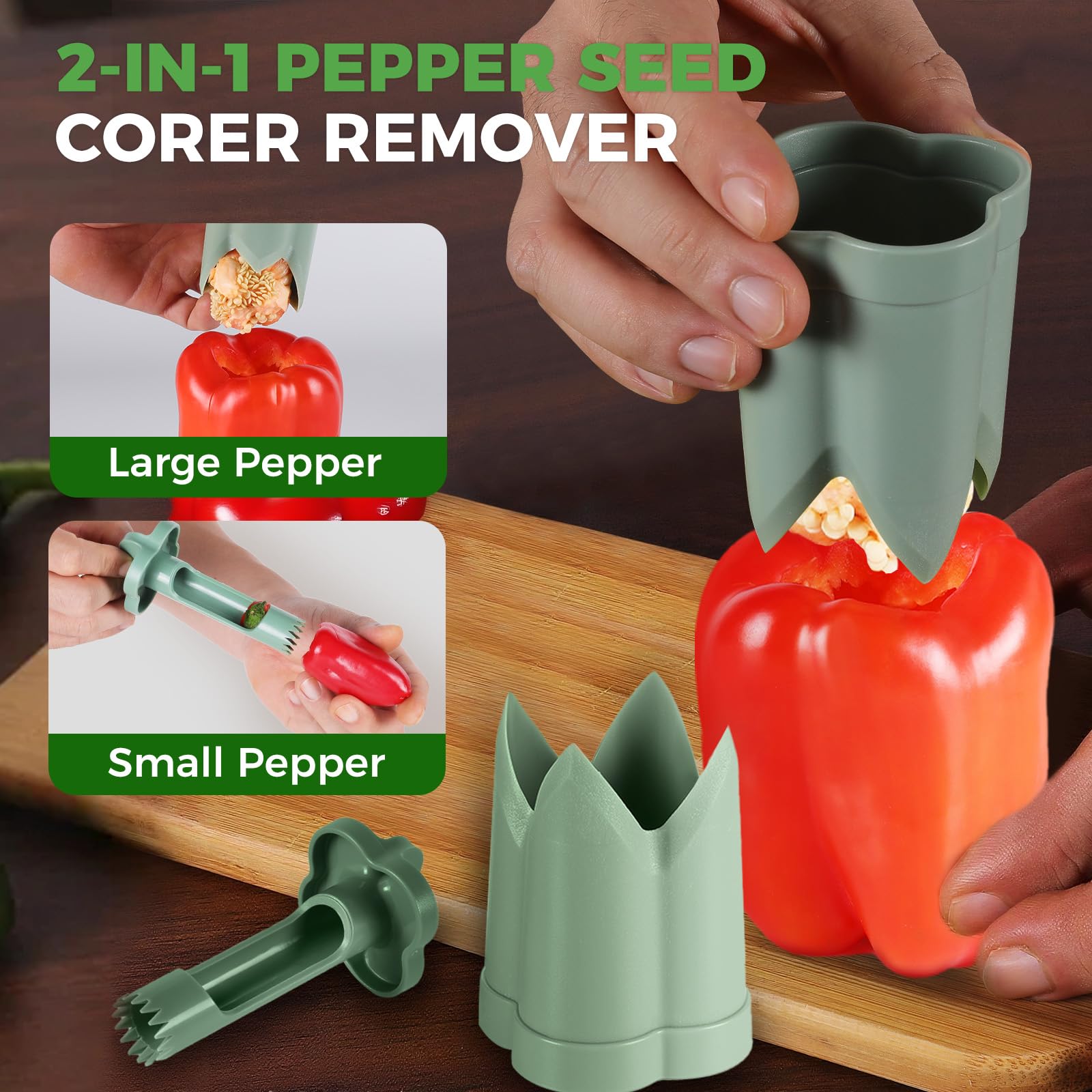 awrose short pepper corer fits bell peppers for clean cores and stems