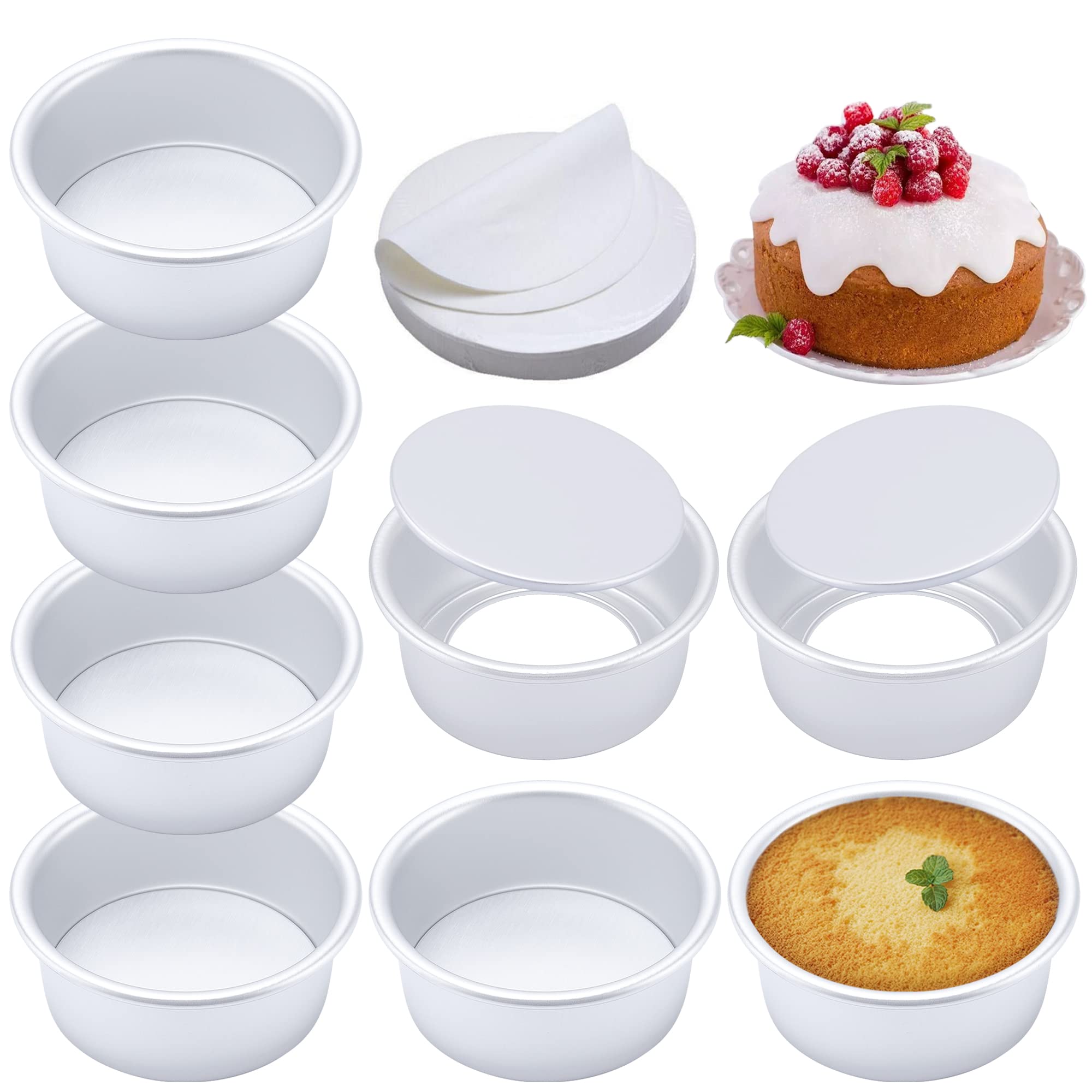 AWTBDP 4-Inch Round Cake Pan Set for mini cakes with even heat distribution.