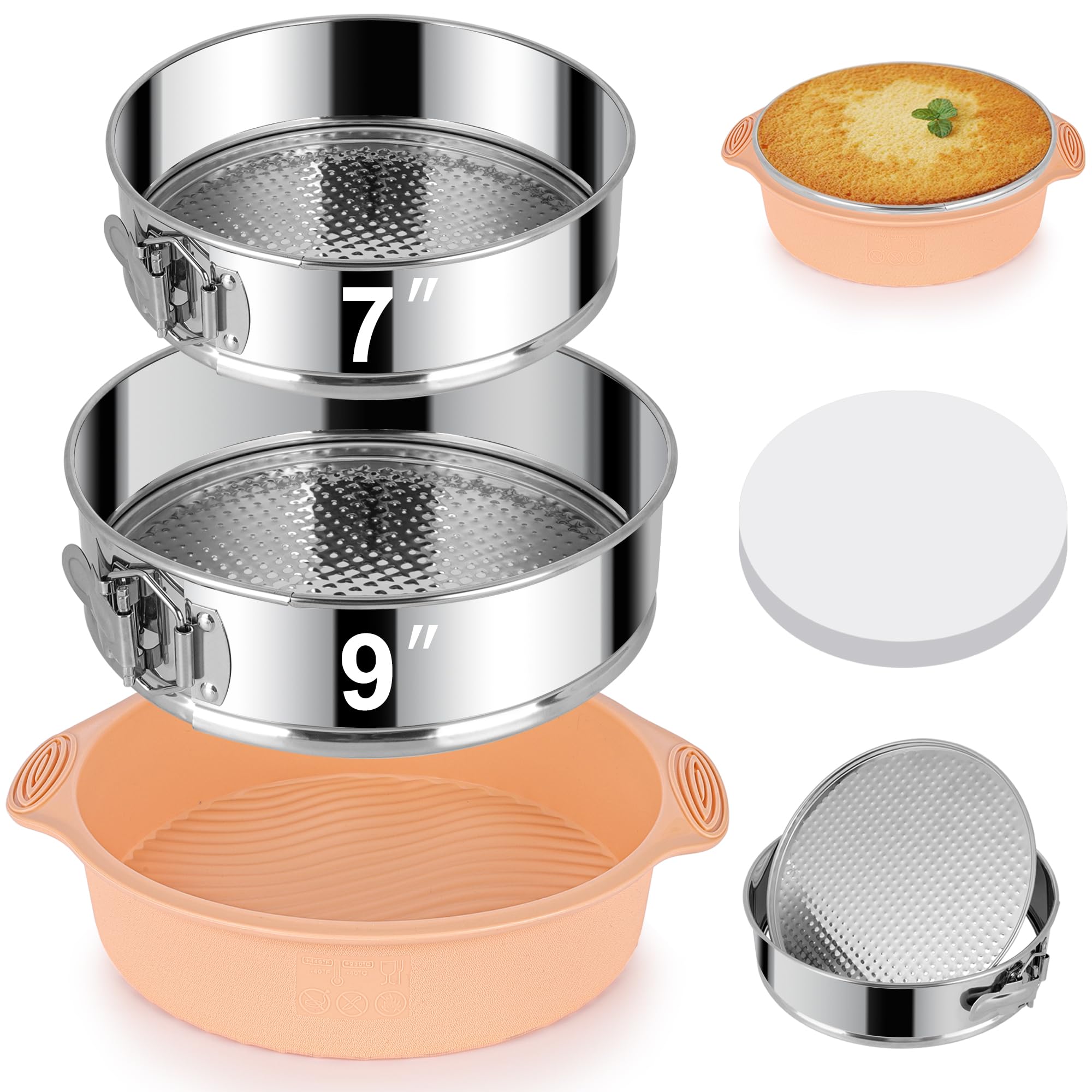 AWTBDP 7 inch springform pan with removable bottom for easy cake release.
