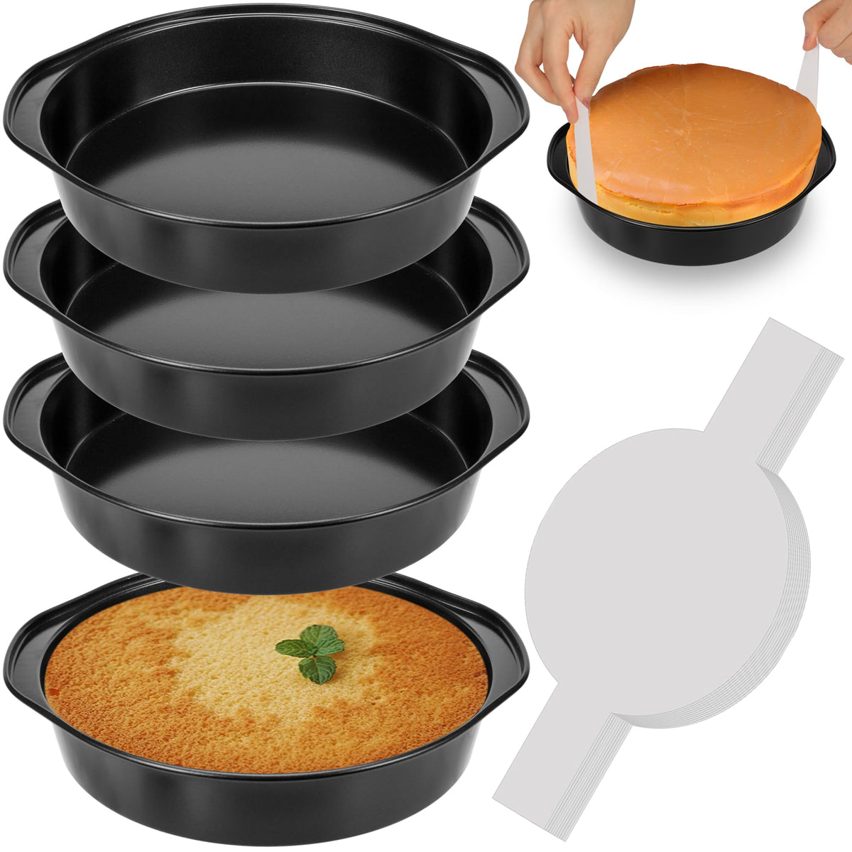 AWTBDP 8-inch cake pan set with four pans for even heat and reliable layering